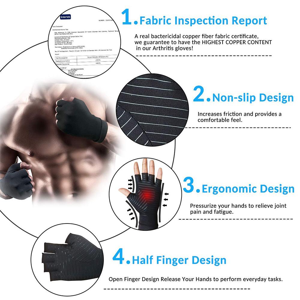 Compression Arthritis Gloves – Joint Pain Relief Half Finger Brace (Unisex)